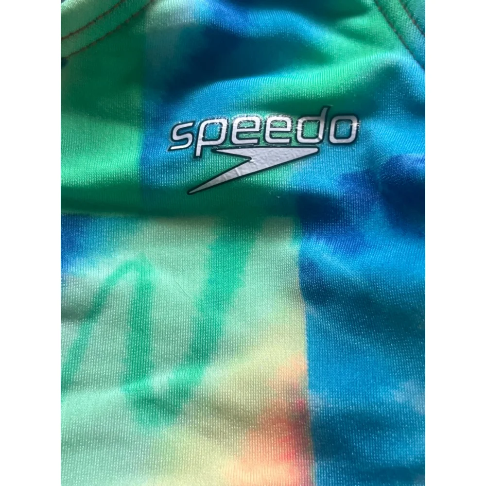 Girls Speedo Tie-Dye One Piece Swimsuit Size 10 Green Pink